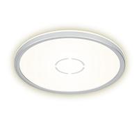 Briloner Leuchten - Plafonnier LED, Lampe de plafond avec Effet de rétroéclairage, 18 W, 2.400 Lumen, 4.000 Kelvin, Rond, Blanc Argenté, Ø 29, 3cm