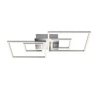 Briloner Leuchten - Plafonnier LED, lampe de plafond réglable, inclut une fonction mémoire, 2 modules LED pivotables, 43,8 Watt, 3.600 Lumen, 3.000 Kelvin, aluminium chrome, 656x520x96mm (LxlxH)