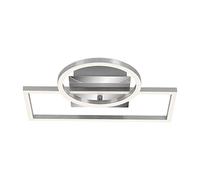 BRILONER Leuchten - Plafonnier LED, plafonnier à gradation, avec fonction mémoire, 1 module LED rotatif, 19,6 Watt, 1.500 lumens, 3.000 Kelvin, chrome-aluminium, 380x310x75mm (Lxlxh)