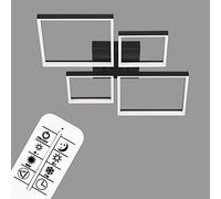Briloner Leuchten - Plafonnier LED, plafonnier à intensité variable, télécommande incluse, contrôle de la température de couleur, fonction d'éclairage nocturne et minuterie, noir, 40 Watt, 4.400 Lumen