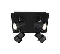Briloner Leuchten - Spot de plafond LED, plafonnier 4-flammes, spot orientable et pivotant, 4x GU10, 5 Watt, 460 Lumen, 3.000 Kelvin, noir