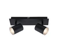 BRILONER Leuchten - Spot de plafond, luminaire de salle de bains, lampe de salle de bains, plafonnier orientable et pivotant, 2x LED/GU10, IP44, noir, 290x99x112 mm (LxlxH)