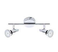 Briloner Leuchten- Spot LED, plafonnier, lampe de salle de bain, lampe de salle de bain, IP44, spot orientable et inclinable, 2x GU10, 8 Watt, 800 Lumen, 3.000 Kelvin, chrome, 275x80x123mm (LxlxH)