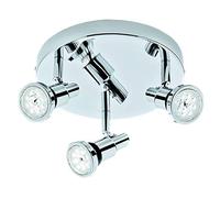 Briloner Leuchten - Spot LED, plafonnier, lampe de salle de bain, lampe de salle de bain, IP44, spot orientable et inclinable, 3x GU10, 12 Watt, 1.200 Lumen, 3.000 Kelvin, chrome, 210x106mm (DxH)