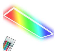 BRILONER Leuchten - Ultra Flat Ceiling Light RGBW, LED Ceiling Light with Backlight, Neutral White, LED Panel, Colour Changing, Dimmable, Remote Control, White, 7404-016