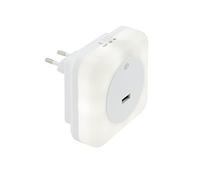 Briloner Leuchten Veilleuse LED pour enfant avec capteur crépusculaire et 3 options de commutation, avec port USB 8,5 x 8,5 x 7,8 cm