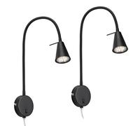 BRILONER - Lot de 2 appliques murales intérieures avec interrupteur sur le boîtier, orientables, lumière blanche chaude, applique murale chambre, lampe chambre, appliques, 45 x 8 x 20,5 cm, noir