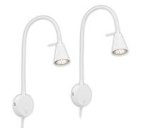 BRILONER - Lot de 2 appliques murales intérieures avec interrupteur sur le boîtier, orientables, lumière blanche chaude, applique murale chambre, lampe chambre, appliques, 45 x 8 x 20,5 cm, blanc