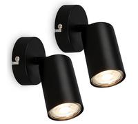 BRILONER - Lot de 2 appliques murales intérieures orientables, douille GU10, max. 9 W, applique murale, applique murale chambre, lampe chambre, appliques, 8 x 15,5 cm, noir