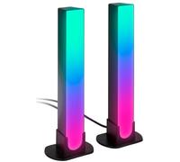 BRILONER - Lot de 2 barres lumineuses LED avec contrôle par application, lampe de table RGBIC et applique pour assistants vocaux, accessoires de jeu avec capteur de musique, rétroéclairage TV, noir
