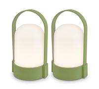 BRILONER - Lot de 2 lampes de table LED sans fil avec commande tactile, intensité réglable par paliers, batterie remplaçable, lampe de chevet, salon, camping, extérieur, 8,5x8x15,5 cm, vert