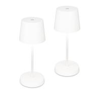 BRILONER - Lot de 2 lampes de table LED sans fil avec commande tactile, intensité réglable par paliers, lampe de chevet sans fil, salon à poser, chevet, bureau, extérieur, 10,5 x 26 cm, blanc