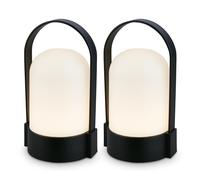 BRILONER - Lot de 2 lampes de table LED sans fil avec commande tactile, intensité réglable par paliers, batterie remplaçable, lampe de chevet sans fil, salon, camping, extérieur, 8,5x8x15,5 cm, noir