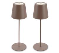 BRILONER - Lot de 2 lampes de table LED sans fil avec commande tactile, intensité réglable par paliers, hauteur réglable, lampe de chevet sans fil, salon, chevet, extérieur, 12x36 cm, sable ombre