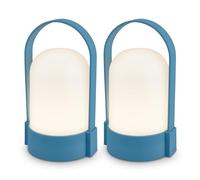 BRILONER - Lot de 2 lampes de table LED sans fil avec commande tactile, intensité réglable par paliers, batterie remplaçable, lampe de chevet sans fil, salon, camping, extérieur, 8,5x8x15,5 cm, bleu