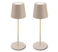 BRILONER - Lot de 2 lampes de table LED sans fil avec commande tactile, intensité réglable par paliers, hauteur réglable, lampe de chevet sans fil, salon, chevet, bureau, extérieur, 12x36 cm, beige
