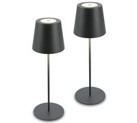 BRILONER - Lot de 2 lampes de table LED sans fil avec tactile, dimmable, hauteur réglable, lampe de chevet, lampe de lecture, lampe LED, lampe rechargeable, extérieure, 36x10,5 cm, anthracite