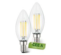 BRILONER - Lot de 2 lampes LED à filament E14 bougie, CEE A, 2.5W 525 lm, lumière blanc chaud, ampoule LED éclairage intérieur, ampoules à incandescence, 35x98 mm