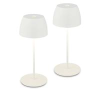 BRILONER - Lot de 2 mini lampes de table LED sans fil avec commande tactile, intensité réglable en continu, lampe de chevet sans fil, salon à poser, chevet, bureau, extérieur, 8 x 20 cm, blanc