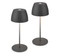 BRILONER - Lot de 2 mini lampes de table LED sans fil, IP44, tactile, dimmable, batterie et source lumineuse remplaçables, lampe de chevet, déco, rechargeable, 8x20 cm (DxH), anthracite
