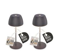 BRILONER - Lot de 2 Riffle Mini lampes de table LED sans fil avec bord lumineux, 8,5 x 20 cm, variateur tactile, lampe de chevet sans fil, salon, extérieur, German Design Award 2025, anthracite