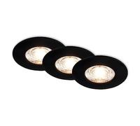 BRILONER Lot de 3 spots LED encastrables 230 V pour salle de bain, IP44, spots de plafond, plats, noirs