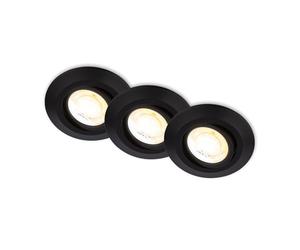 Briloner - Lot de 3 spots LED encastrables 230V corps 50% recy immable, orientable, Ra90, changement de température de couleur, LED Spot, plat, 68mm, 90x24mm (DxH), noir