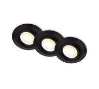 BRILONER - Lot de 3 spots LED encastrables 230V corps 50% recyclé, dimmable, orientable, Ra90, changement de température de couleur, LED Spot, plat, 68mm, 90x24mm (DxH), noir