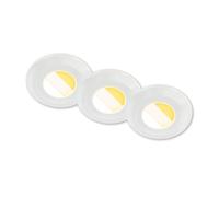 BRILONER - Lot de 3 spots LED encastrables 230V salle de bain Boîtier 50% recy hangement de température de couleur, dimmable, IP44, Ra90, LED Spot, plat, 68mm, 90x30mm (DxH), blanc