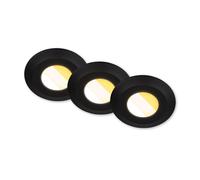 BRILONER - Lot de 3 spots LED encastrables 230V salle de bain Boîtier 50% recyclé, changement de température de couleur, dimmable, IP44, Ra90, LED Spot, plat, 68mm, 90x30mm (DxH), noir