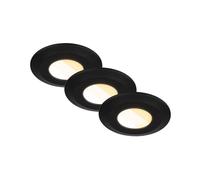 BRILONER - Lot de 3 spots LED encastrables 230V salle de bain Boîtier 50% recyclé, changement de température de couleur, IP44, Ra90, LED Spot, plat, 68mm, 90x30mm (DxH), noir