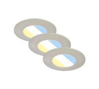BRILONER - Lot de 3 spots LED encastrables 230V, spots LED pour salle de bain IP44, spots de plafond, spots LED, couleur de lumière réglable, nickel mat