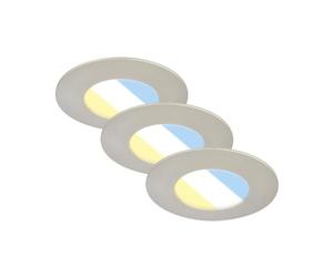 BRILONER - Lot de 3 spots LED encastrables 230V, spots LED pour salle de bain IP44, spots de plafond, spots LED, couleur de lumière réglable, nickel mat