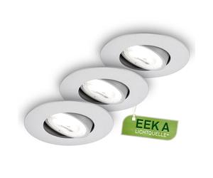 BRILONER - Lot de 3 spots LED encastrables, CEE A source lumineuse, 230V orientables, 2W chacun 360 lm, blanc neutre, design extra plat, spots plafond modernes, 68 mm perçage, 90x24 mm, chrome mat