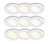 BRILONER - Lot de 3 x 3 spots LED encastrables plats, orientables, lumière blanche chaude, spot encastrable, spots LED, extra plat, orientable, intérieur, 8 x 2,2 cm, blanc