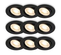 BRILONER - Lot de 3 x 3 spots LED encastrables plats, orientables, lumière blanche chaude, spot encastrable, spots LED, extra plat, orientable, intérieur, 8 x 2,2 cm, noir