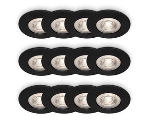 Briloner - Lot de 3 x 4 spots encastrables LED, 4,9W, 480lm, lumière blanche chaude, spot encastrable, spots LED, extra plat, intérieur, 9 x 2,5 cm, noir