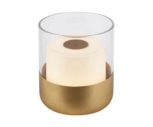 BRILONER - Mini lampe de table LED sans fil avec verre, Lampe de chevet à intensité variable Touch, Lampe de table Outdoor & Indoor, Lampe de camping, Lumière blanche chaude, 9x10 cm, Couleur or