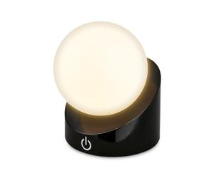 BRILONER - Mini lampe de table LED sans fil IP54 avec Touch, variateur par paliers, batterie et source interchangeables, lampe de chevet, boule, lampe LED, lampe de table, 10x8x9 cm, noir