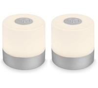 Briloner - Mini lampe de table LED sans fil, Lampe de chevet à intensité variable Touch, Lampe de bureau, Lampe de lecture, Lampe de table extérieure & intérieure, Chrome Mat (Lot de 2)