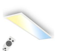 BRILONER - Panneau LED avec télécommande, dimmable, CCT, IP44 protection contre les éclaboussures, dalle led, panneau plafond, plafonnier, lustre salon, 100x25x6 cm, blanc