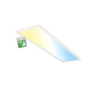 BRILONER - Panneau LED, classe énergétique A, 12,6W à 2860lm, télécommande, dimmable, CCT blanc chaud à froid, dalle led, panneau plafond, plafonnier, lustre salon, 100x25x6 cm, blanc