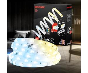 BRILONER - Pimp your Stripe Starter Set 2 m Bande LED blanc chaud à blanc froid, télécommande, câble de 3 m, raccourcissable, auto-adhésif, bande LED, led gaming, led lights, led tv