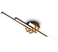 Briloner Plafonnier à LED (Barre de 3, bois, noir)