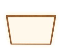 BRILONER - Plafonnier LED à lumière indirecte, plat, lumière blanche chaude, lampe LED, plafonnier, lampe de salon, panneau, cuisine, chambre, 42x42x3 cm, cadre en bois