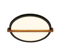 BRILONER - Plafonnier LED avec bois, lumière indirecte, 3.000K blanc chaud, lampe LED, plafonnier LED, lampe de salon, panneau LED, lampe de cuisine, éclairage de plafond, 29 x 31,5 x 4 cm, noir