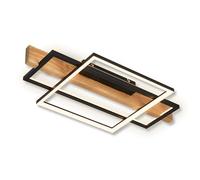 BRILONER - Plafonnier LED avec décor bois, lumière indirecte, 3 niveaux de commutation, lampe LED, plafonnier, lampe de salon, lampe de chambre, lampe de cuisine, 55x30x8 cm (LxlxH), noir-bois