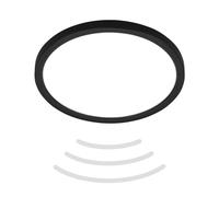 BRILONER - Plafonnier LED avec détecteur de mouvement IP44 portée 3m, couleur de lumière blanc neutre, plat, détection 120 degrés, plafonnier LED, panneau LED, 29x3 cm, noir