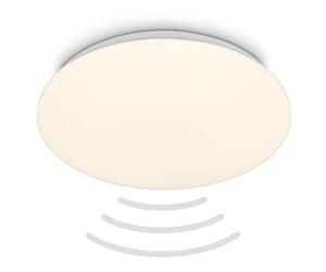 BRILONER - Plafonnier LED Avec Détecteur de Mouvement Portée 3m IP54, Couleur de Lumière Blanc Chaud, Détection 120 Degrés, Lampe LED, Lampe de Salle de Bain, Lampe de Cuisine, 35x7,5 cm, Blanc
