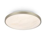 BRILONER - Plafonnier LED avec éclairage blanc chaud 3000 K, 17,5W, 2400lm, diffuseur décoratif en albâtre, lustre salon, lustre cuisine, plafonnier LED salon, 33 x 6 cm, nickel mat